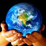 Gods hands earth globe web